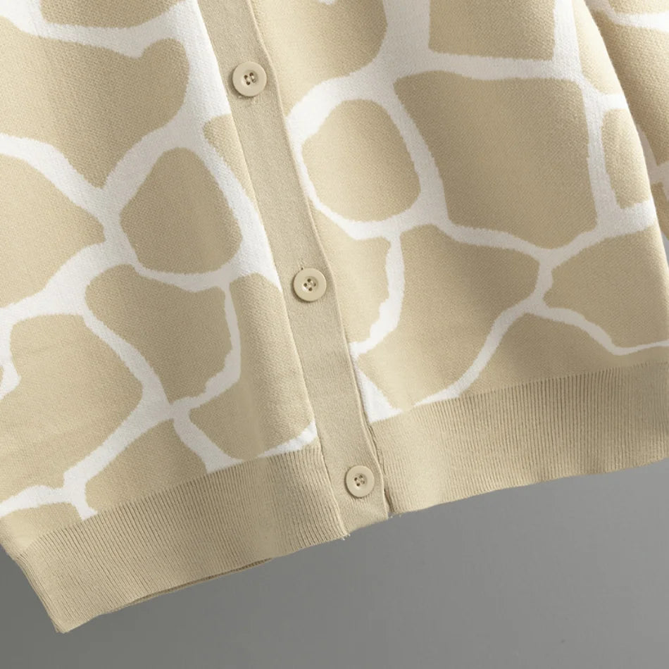 Cardigans - Giraffe’s Skin Print Pattern Sweater Cardigans