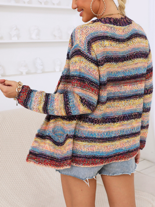 Cardigans- Multicolor Knit Cardigan for Women- - Pekosa Women Fashion