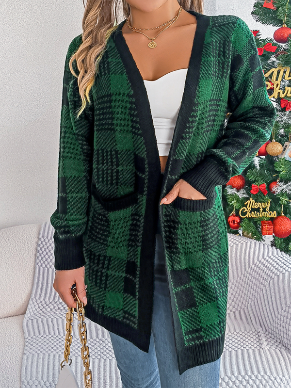 Cardigans - Open Front Plaid Cardigans – Classy & Casual