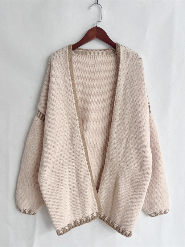 Cardigans- Oversize Cardi with Contrast Stitching For Hazy Lazy Eves