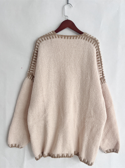 Cardigans- Oversize Cardi with Contrast Stitching For Hazy Lazy Eves