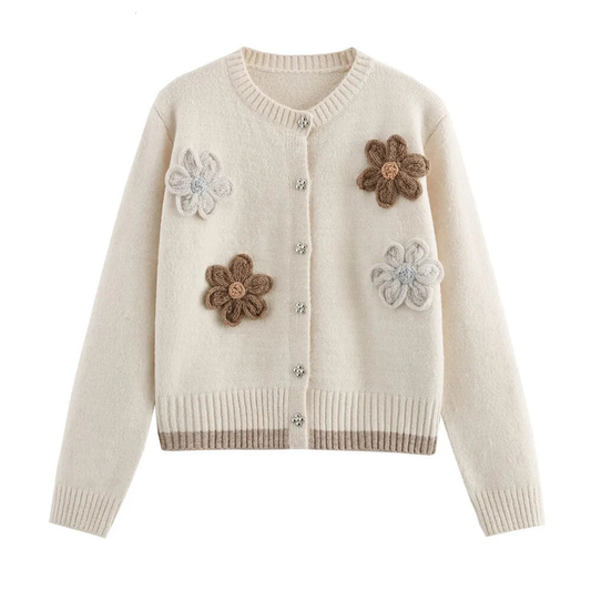 Cardigans - Romantic Flower Applique Cardigan for Chic Layering