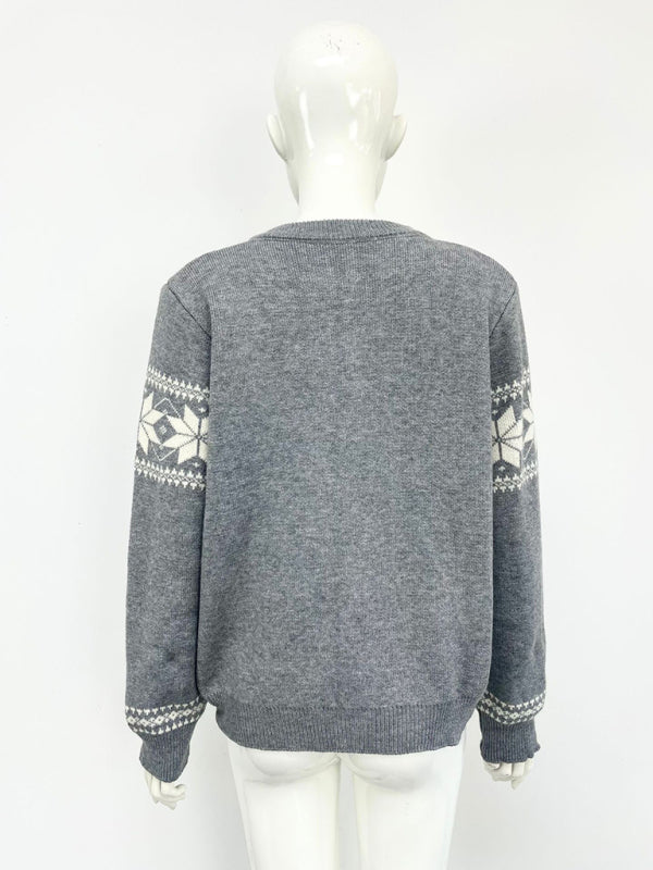 Cardigans - Snowflake Buttoned Cardigan Holiday Xmas Knitwear