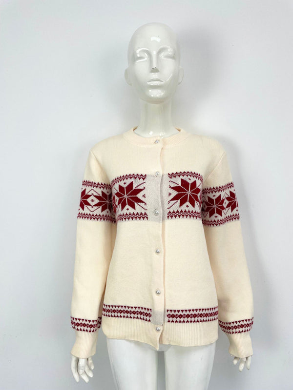 Cardigans - Snowflake Buttoned Cardigan Holiday Xmas Knitwear