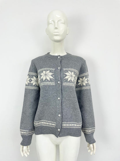 Cardigans - Snowflake Buttoned Cardigan Holiday Xmas Knitwear