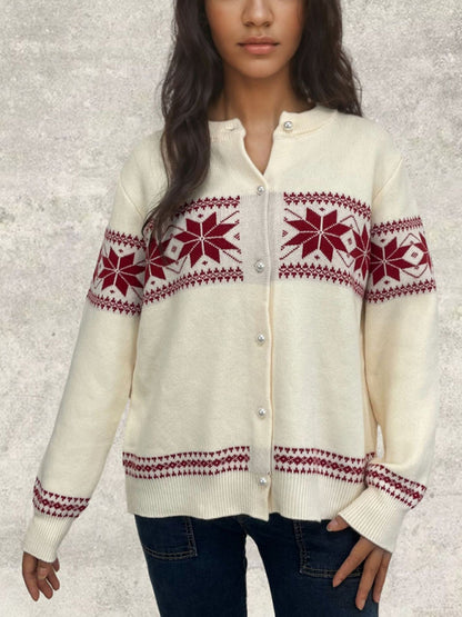 Cardigans - Snowflake Buttoned Cardigan Holiday Xmas Knitwear