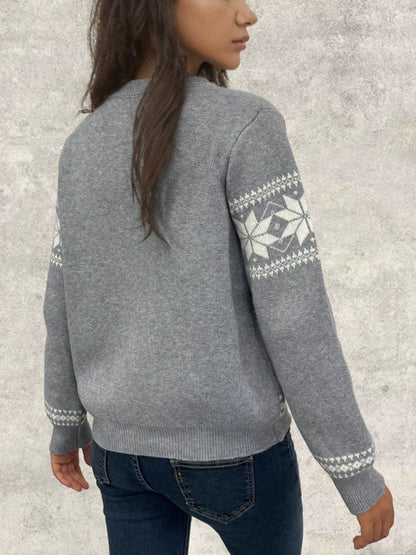 Cardigans - Snowflake Buttoned Cardigan Holiday Xmas Knitwear