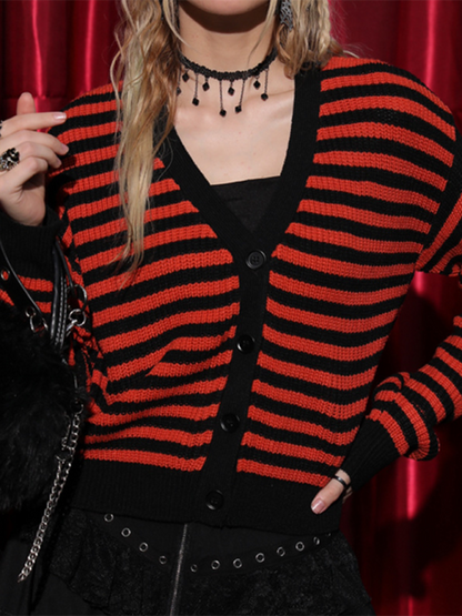 Cardigans - Striped Gothic Cardigan Halloween Sweater