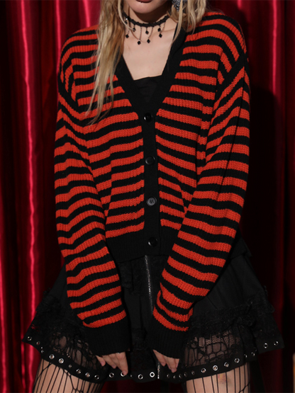 Cardigans - Striped Gothic Cardigan Halloween Sweater