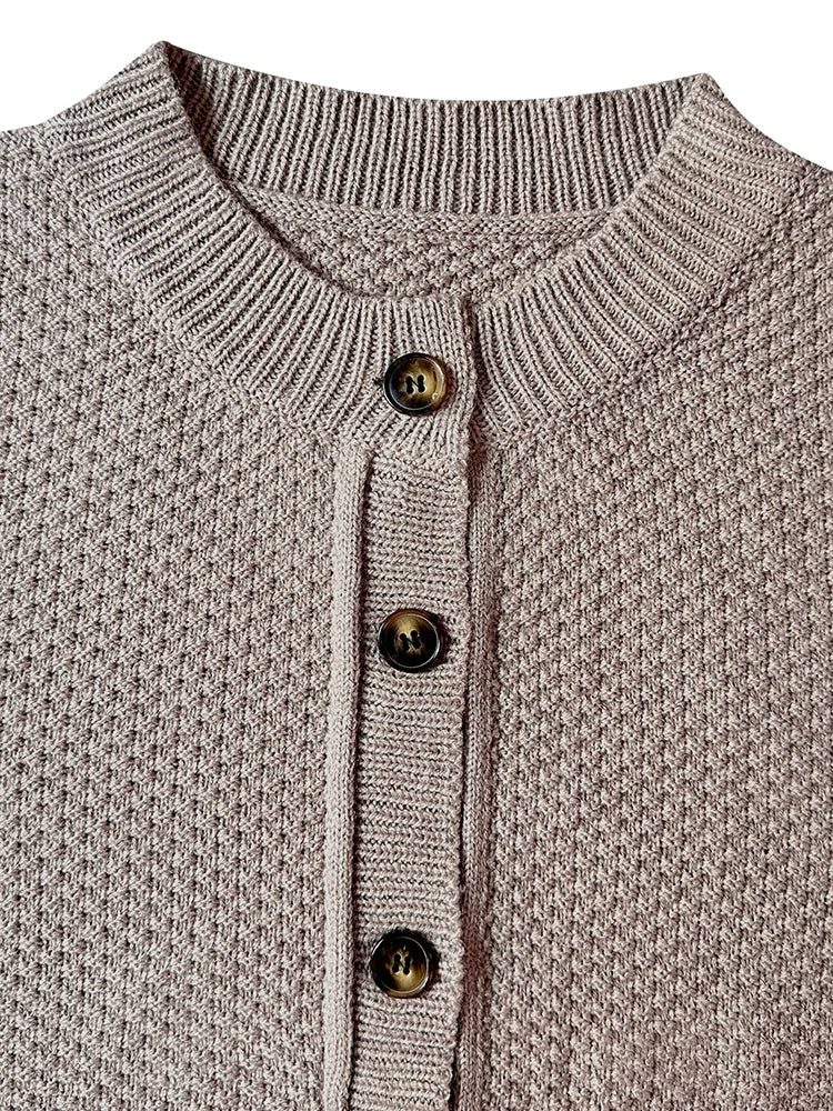 Cardigans - Thick Knit Button Up Classic Short Cardis