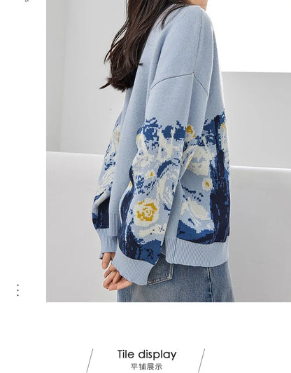 Cardigans - Van Gogh Print Winter Cardigan