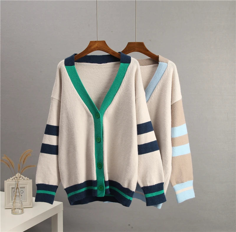 Cardigans - Varsity Charm Striped Cardigan