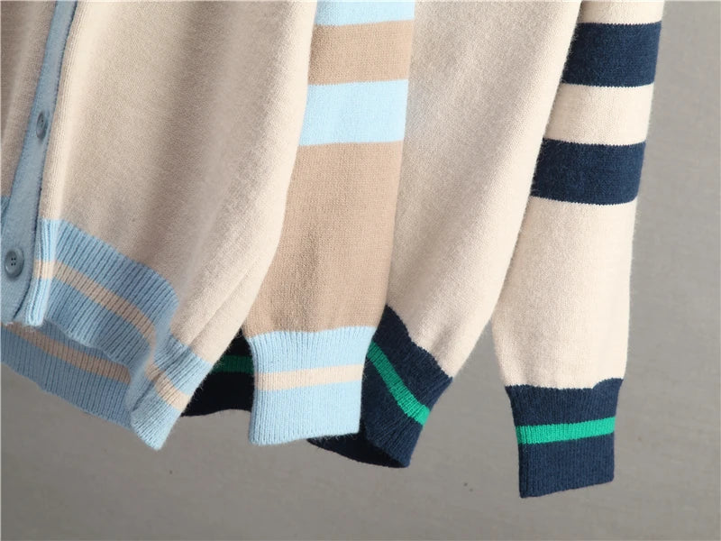 Cardigans - Varsity Charm Striped Cardigan