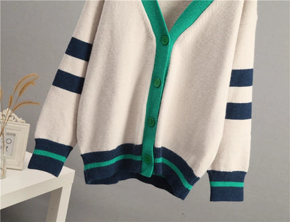 Cardigans - Varsity Charm Striped Cardigan