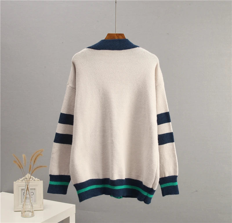 Cardigans - Varsity Charm Striped Cardigan