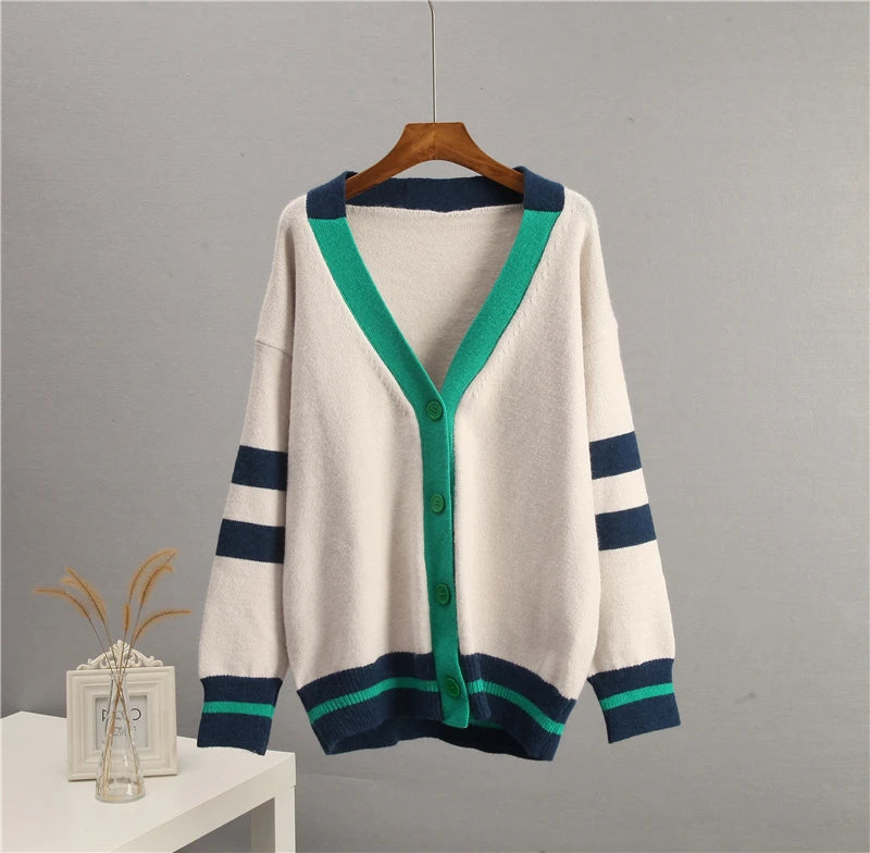 Cardigans - Varsity Charm Striped Cardigan