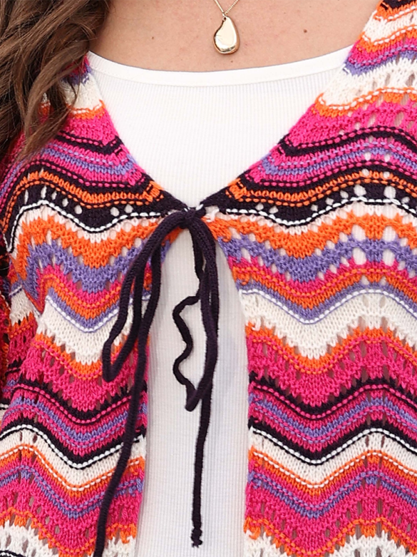 Cardigans- Wave Pattern Cardigans - Casual Toppers- - Pekosa Women Fashion