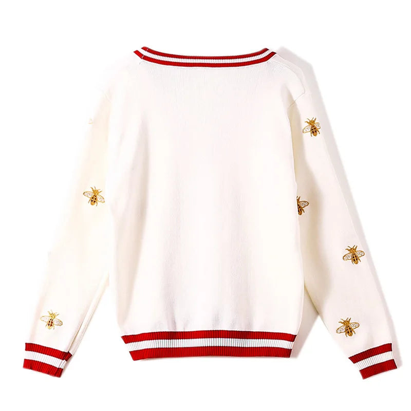 Cardigans- Women Bee-Embroidered Cardigan- - Pekosa Women Fashion