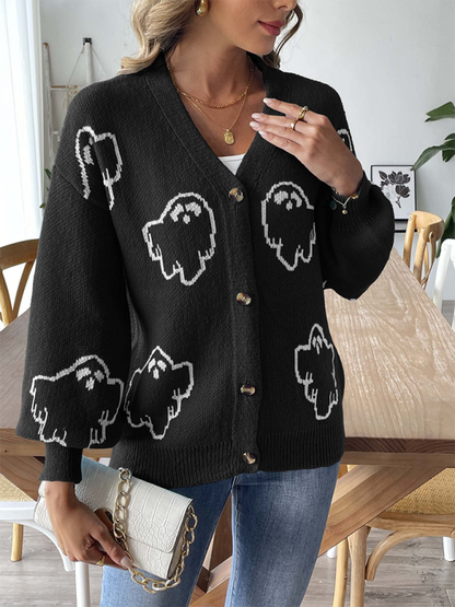 Cardigans- Women’s Knitwear Button-Up Ghost Cardigan | Cozy Fall & Winter Essential- - Pekosa Women Fashion