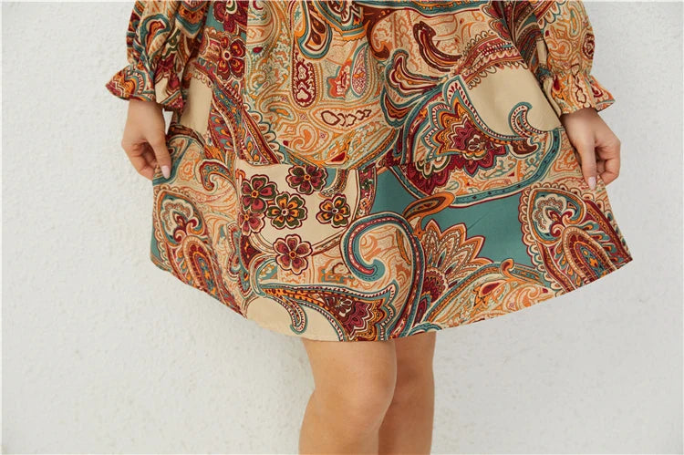 Casual Dresses- Boho Floral Off-Shoulder Dress for Spring and Fall- - Pekosa Women Fashion