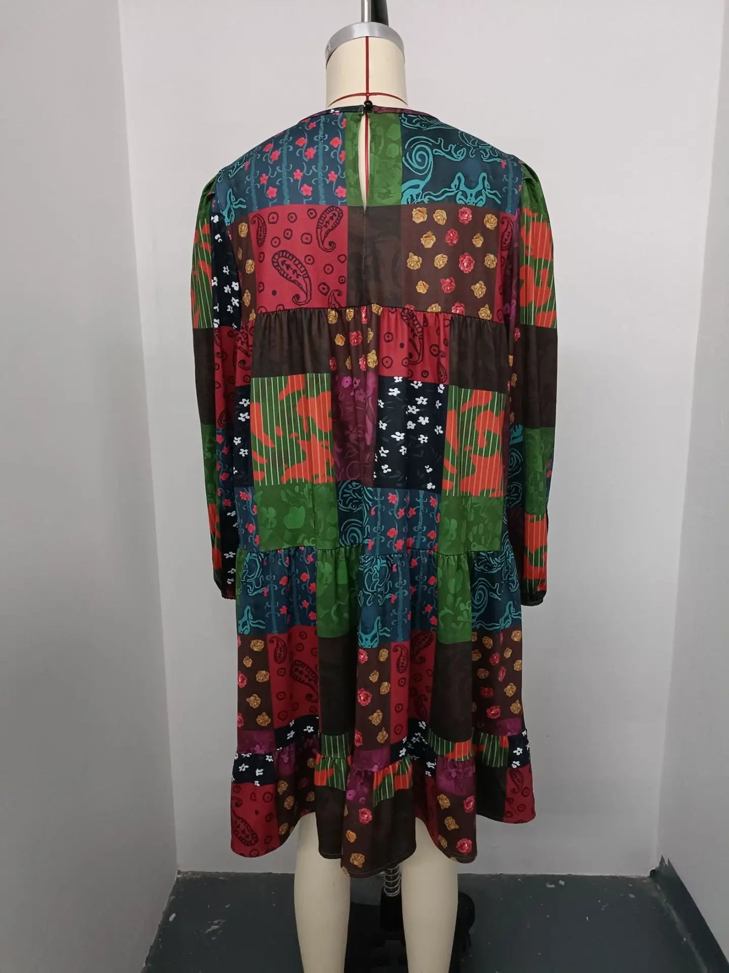 Boho Patchwork Floral Dress for Art Events