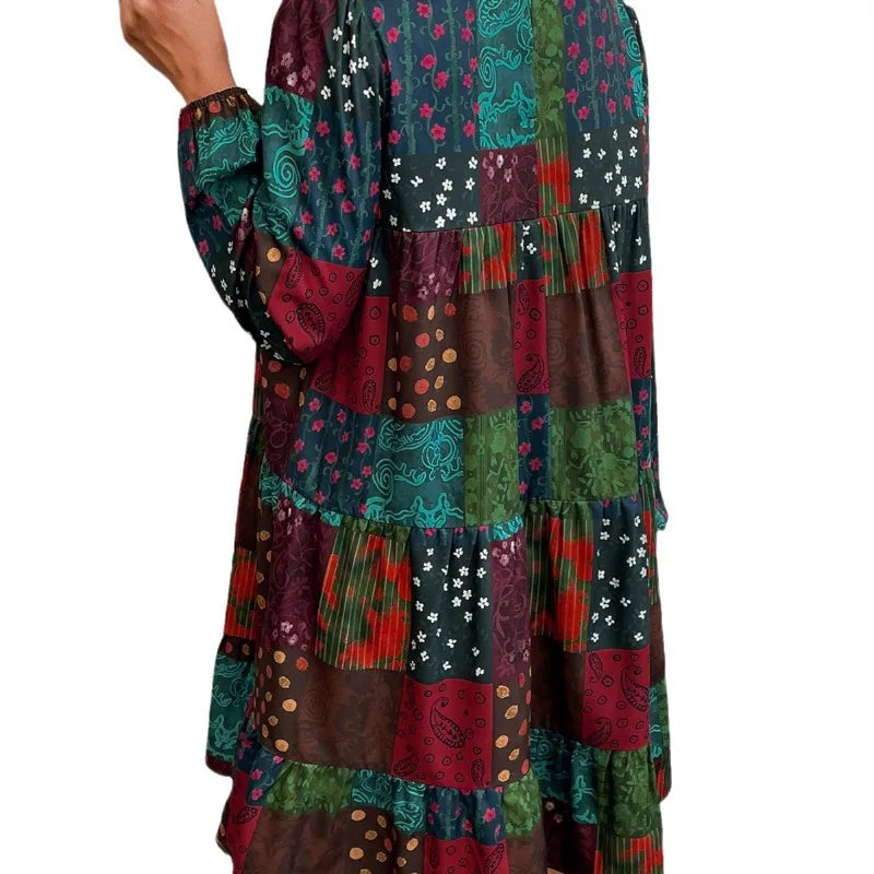 Boho Patchwork Blumenkleid für Kunstveranstaltungen