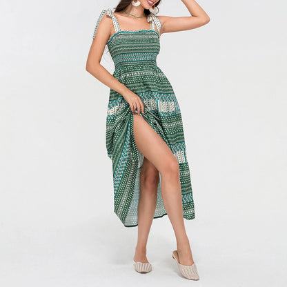 Casual Dresses - Boho Tribal Tie Shoulders Maxi Dress