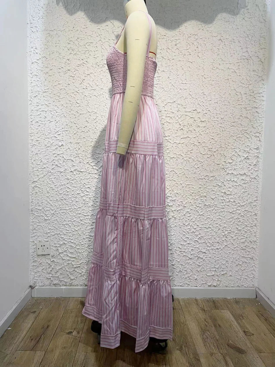 Casual Dresses- Festival Favorite Striped Maxi Dress for Summer Days- - Pekosa Women Fashion