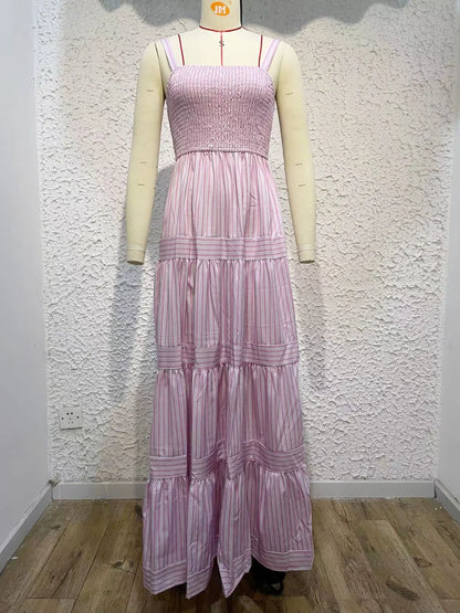 Casual Dresses- Festival Favorite Striped Maxi Dress for Summer Days- - Pekosa Women Fashion