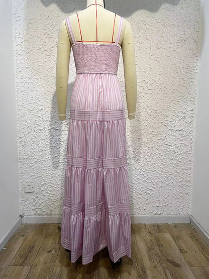 Casual Dresses- Festival Favorite Striped Maxi Dress for Summer Days- - Pekosa Women Fashion