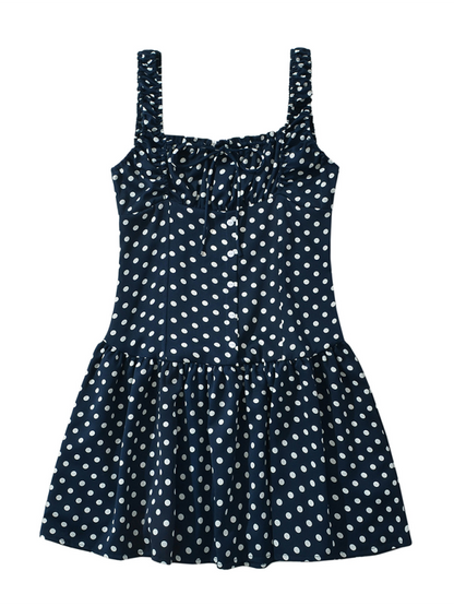 Casual Dresses - Polka Dot Drop-Waist Mini Dress