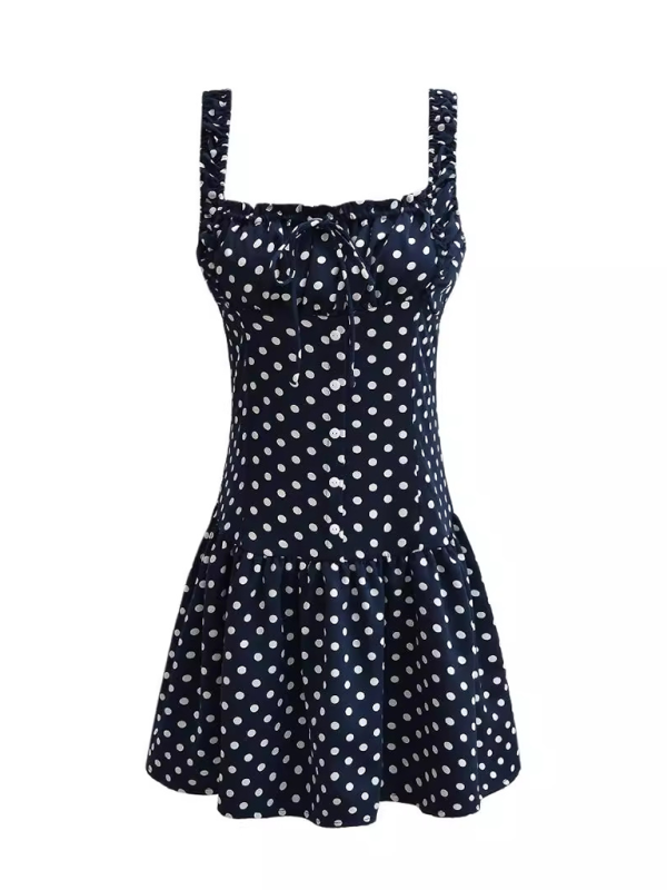 Casual Dresses - Polka Dot Drop-Waist Mini Dress