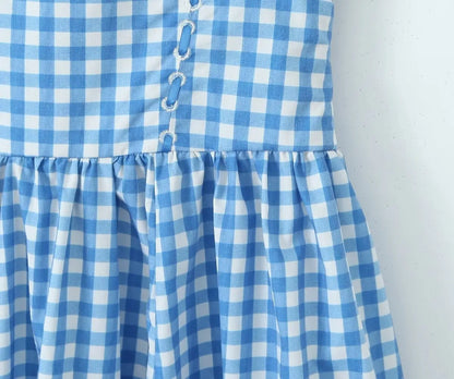 Casual Dresses - Retro-Chic Gingham Midi Dress