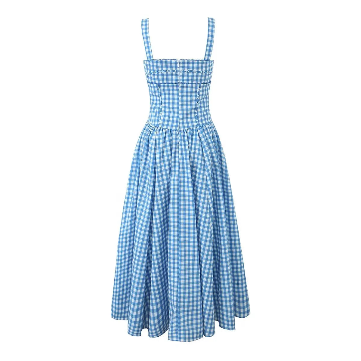 Casual Dresses - Retro-Chic Gingham Midi Dress