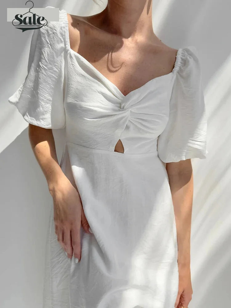 Casual Dresses - Romantic Off-Shoulder Midi Dress for Bridal Showers