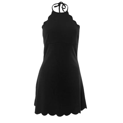 Casual Dresses- Scalloped Halter Dress for Summer Evenings- - Pekosa Women Fashion