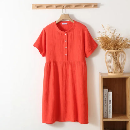 Casual Dresses- Soft Crepe Casual Dress Perfect for Any Day- orrange red- Chuzko Women Clothing