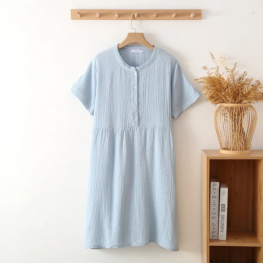 Casual Dresses- Soft Crepe Casual Dress Perfect for Any Day- Blue- Chuzko Women Clothing