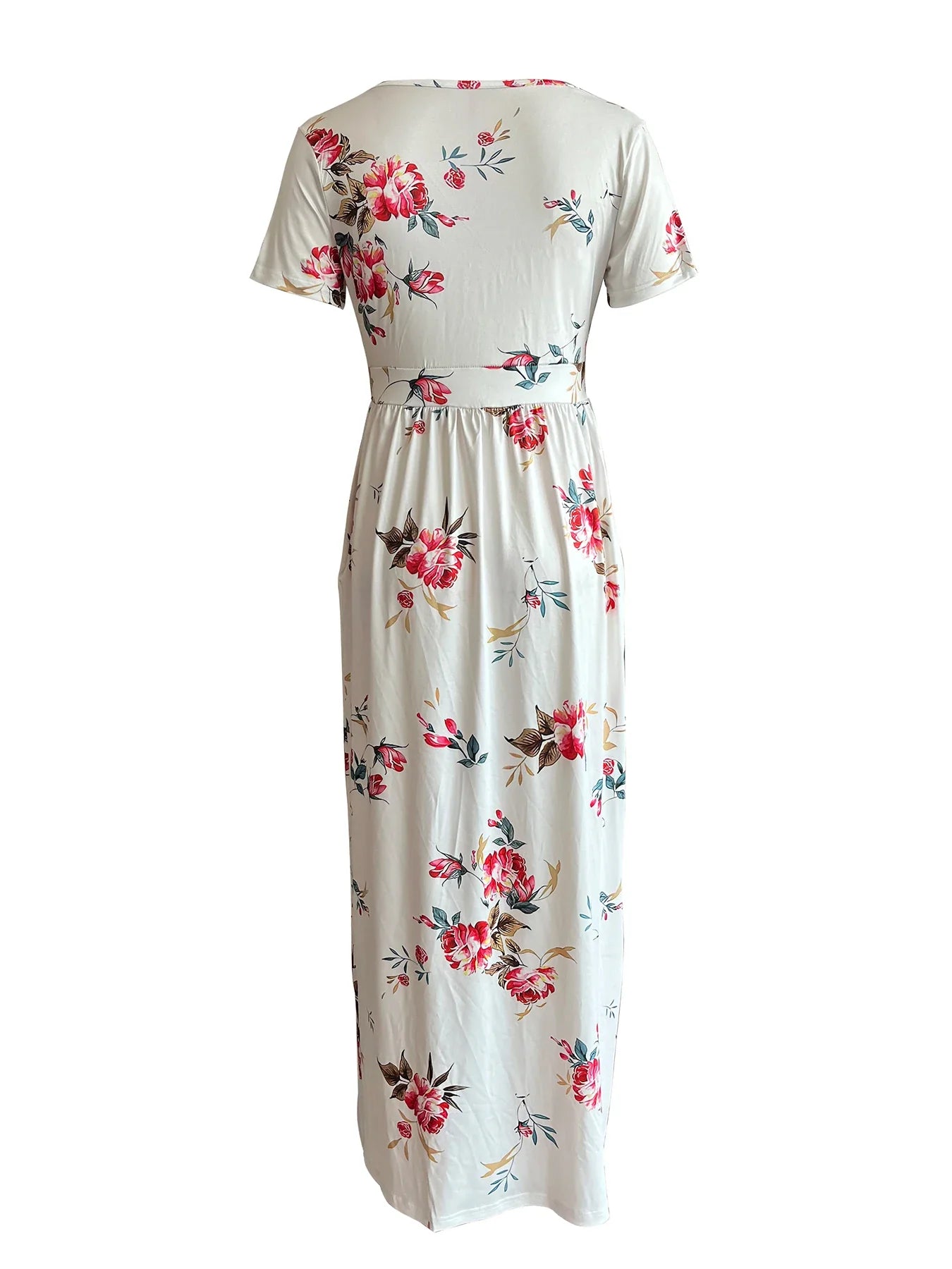 Casual Dresses- Trendy Surplice Floral Midi Dress for Casual Chic- - Pekosa Women Fashion