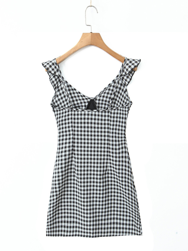 Casual Dresses- Women Checkmate Mini Dress- - Pekosa Women Fashion