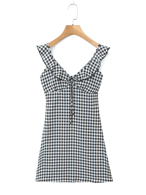 Casual Dresses- Women Checkmate Mini Dress- - Pekosa Women Fashion