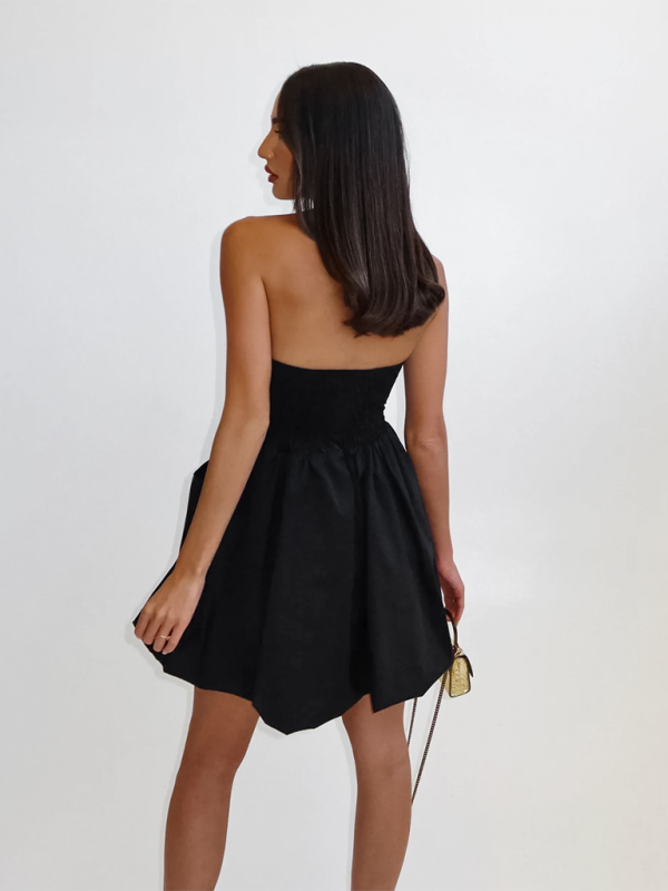 Casual Dresses- Women's Strapless Fit & Flare Mini Dress- - Pekosa Women Fashion