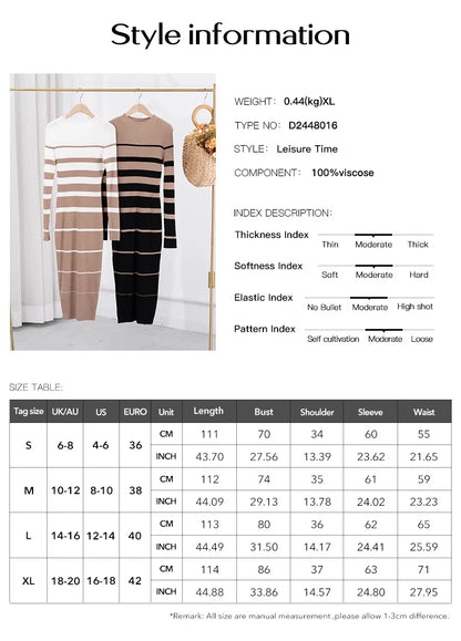 Casual Knit Midi Dresses - Trendy Long Sleeve Dress for Professional and Casual Wear