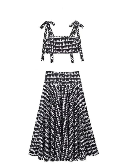 Monochrome Women's Crop Cami & Midi Skirt Duo