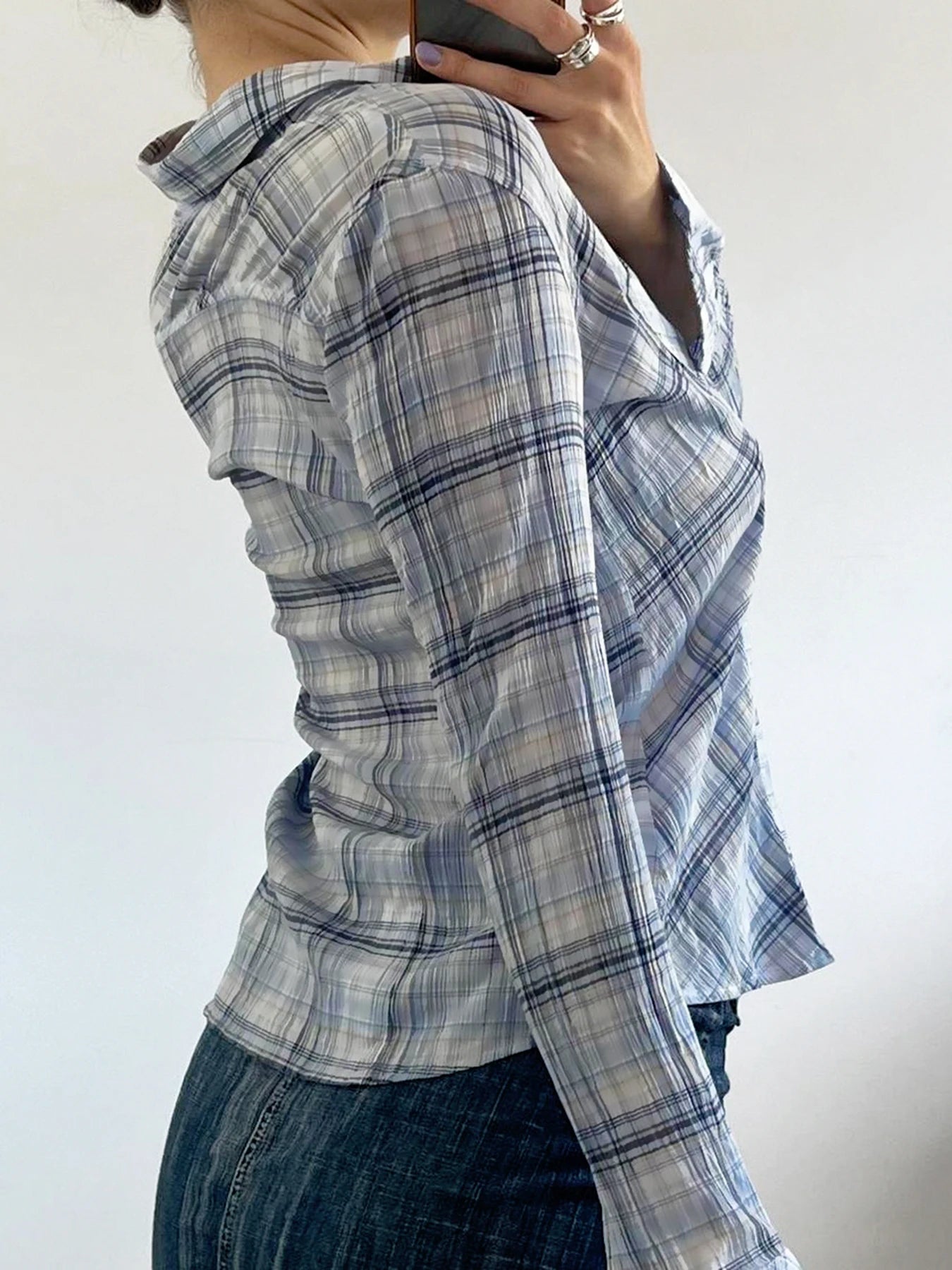 Casual Shirts - Plaid Casual Long Sleeve Shirt for Women