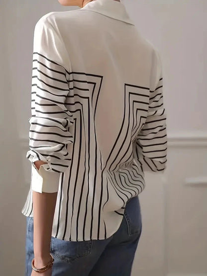 Casual Shirts - Versatile Striped Shirt for Women - Classic & Comfy