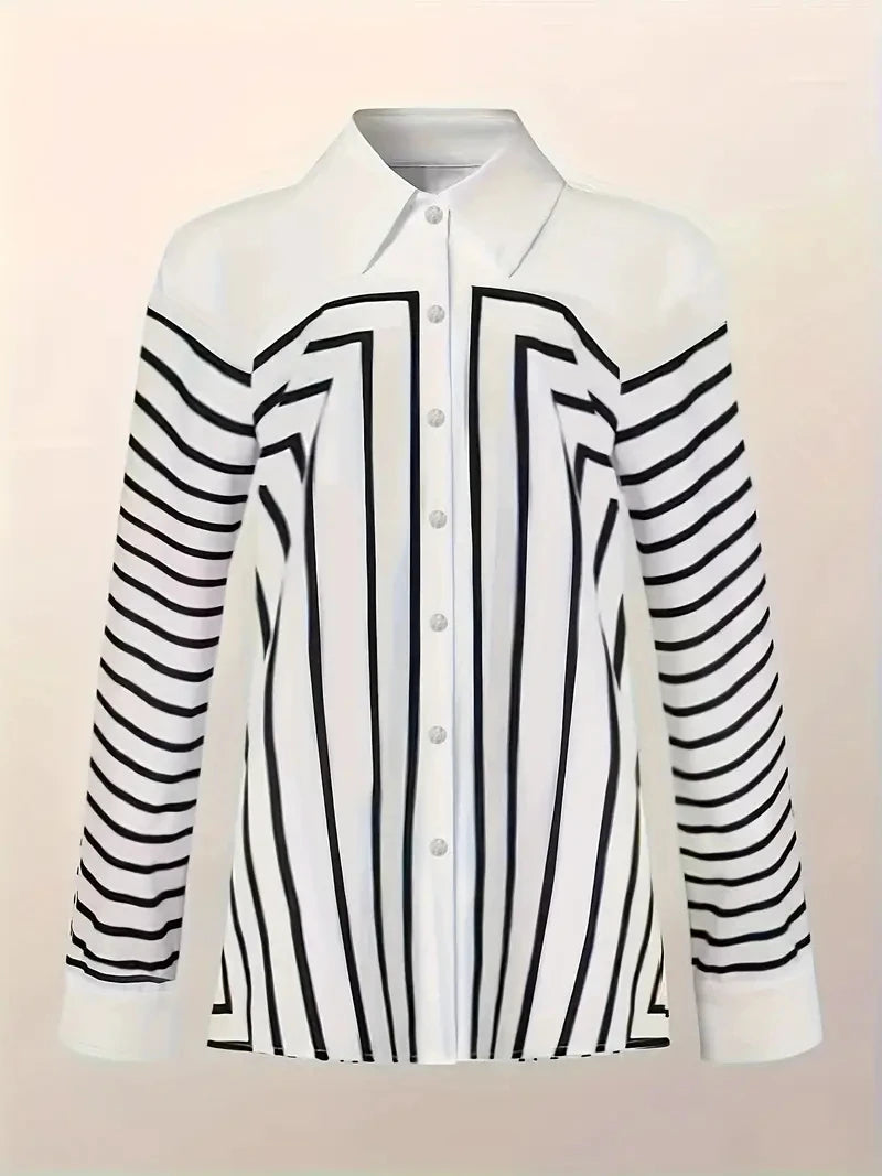 Casual Shirts - Versatile Striped Shirt for Women - Classic & Comfy