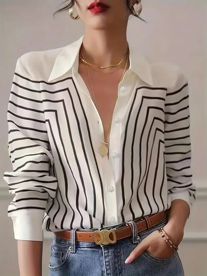 Casual Shirts - Versatile Striped Shirt for Women - Classic & Comfy