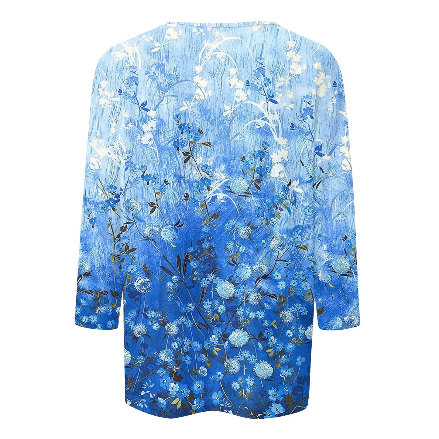 Casual 3/4 Sleeve Floral Print Galore Pullover Top