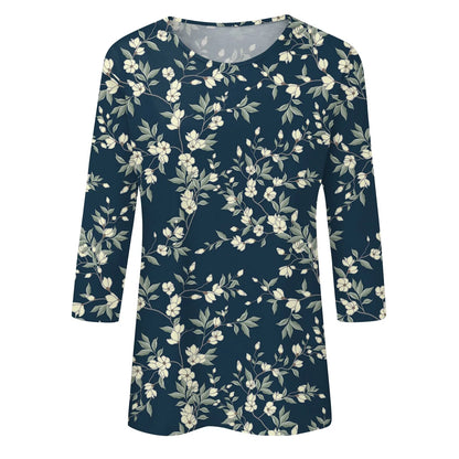 Casual 3/4 Sleeve Floral Print Galore Pullover Top